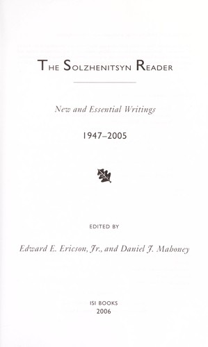 Copertina di The Solzhenitsyn reader