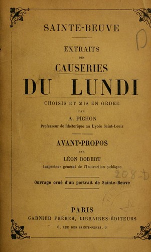 Copertina di Causeries du lundi