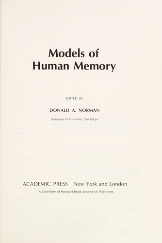 Copertina di Models of human memory