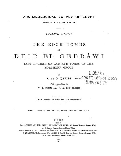 Copertina di The rock tombs of Deir el Gebrâwi
