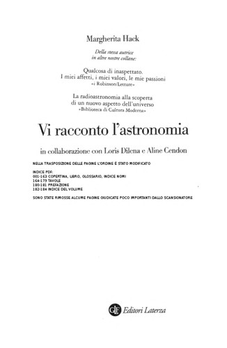 Copertina di Vi racconto l'astronomia