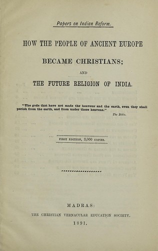 Copertina di How the people of ancient Europe became Christians and the future religion of India