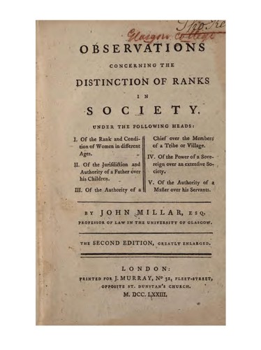Copertina di Observations concerning the distinction of ranks in society