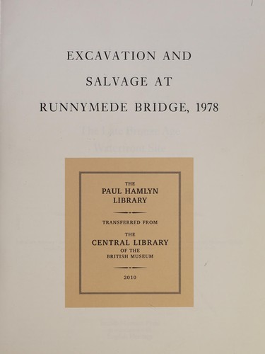 Copertina di Excavation and salvage at Runnymede Bridge, 1978