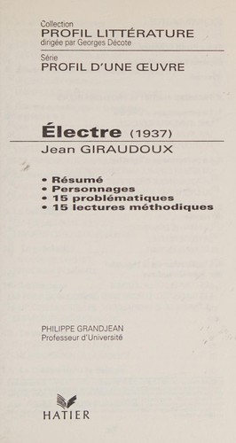 Copertina di Électre (1937) - Jean Giraudoux