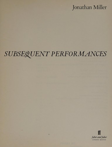 Copertina di Subsequent performances