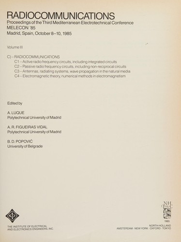 Copertina di Proceedings of the Third Mediterranean Electrotechnical Conference