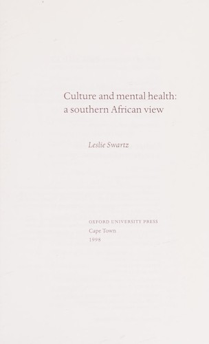 Copertina di Culture and mental health