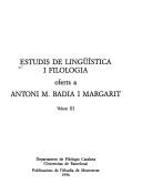 Copertina di Estudis de lingüística i filologia oferts a Antoni M. Badia i Margarit