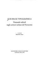 Copertina di Sub specie typographica