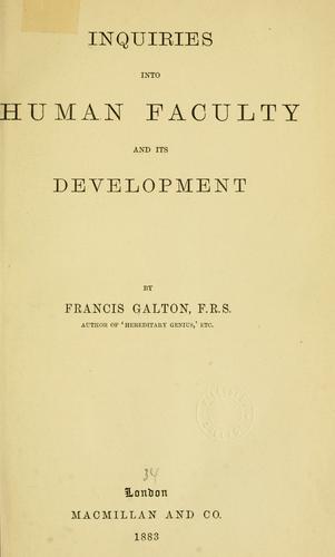 Copertina di Inquiries into human faculty and its development