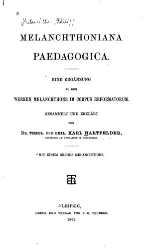 Copertina di Melanchthoniana paedagogica
