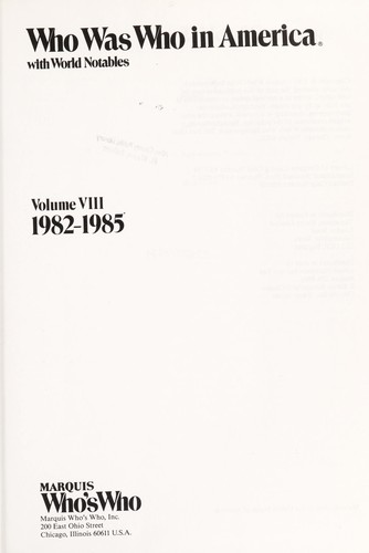 Copertina di Who Was Who in America, With World Notables
