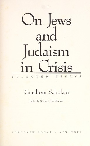 Copertina di On Jews and Judaism in crisis