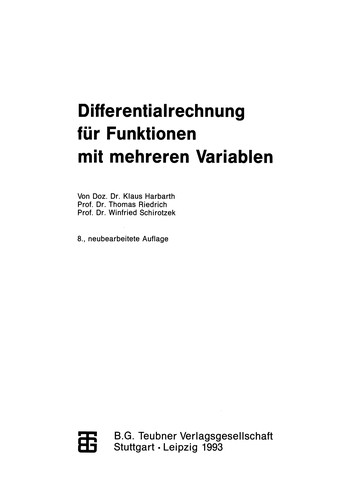 Copertina di Differentialrechnung für Funktionen mit mehreren Variablen