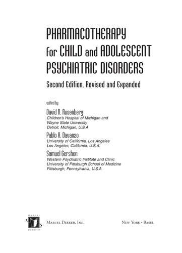 Copertina di Pharmacotherapy for child and adolescent psychiatric disorders