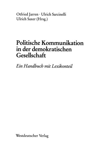 Copertina di Politische Kommunikation in der demokratischen Gesellschaft