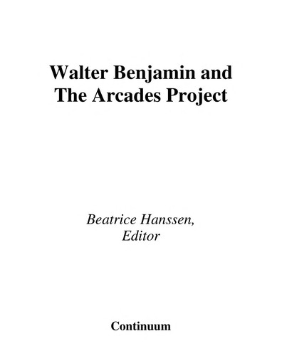 Copertina di Walter Benjamin and the Arcades project