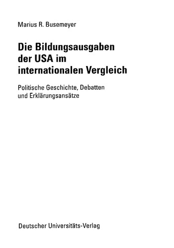 Copertina di Die Bildunggsausgaben der USA im internationalen Vergleich