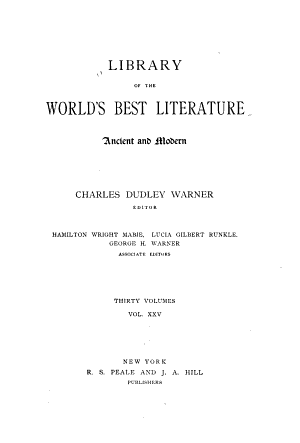 Copertina di Library of the World's Best Literature: A-Z