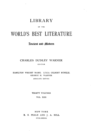 Copertina di Library of the World's Best Literature: Synopses of books. General index